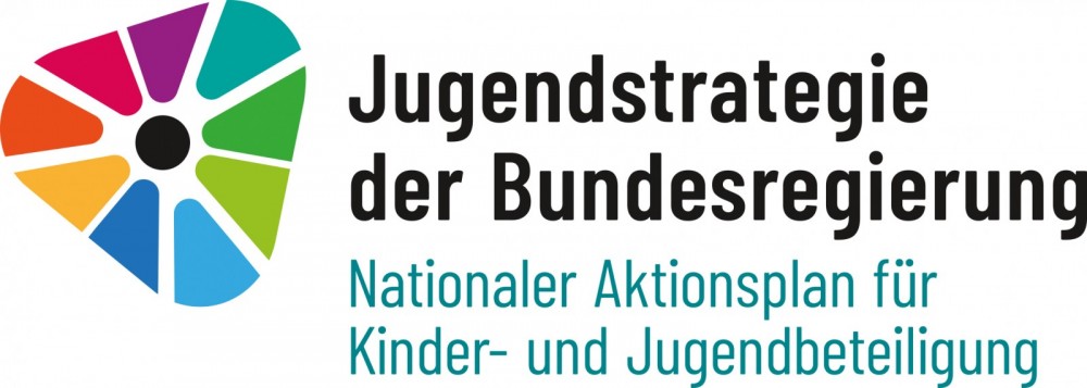 Logo Jugendstrategie, Iris bestehend aus bunten Farben